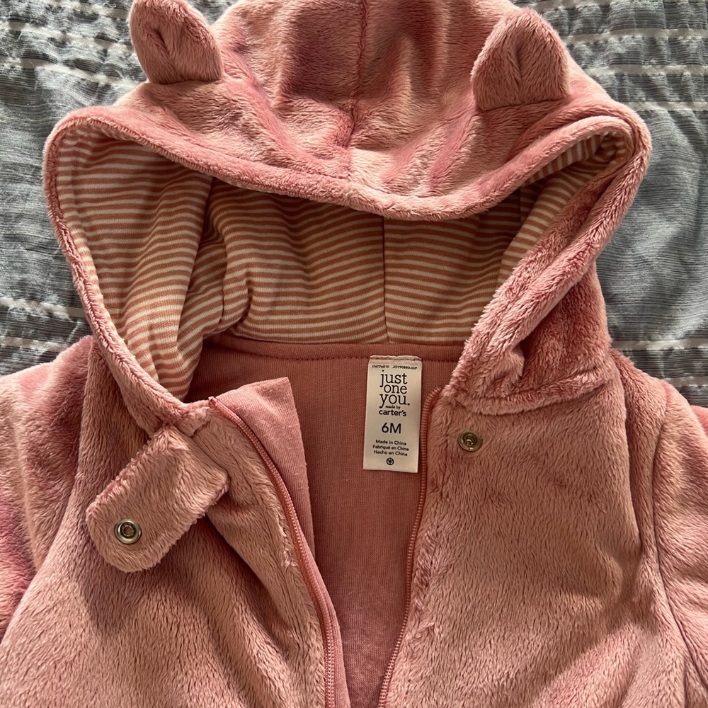 Cozy Pink Hooded Kids One Piece - Picture 4 of 5